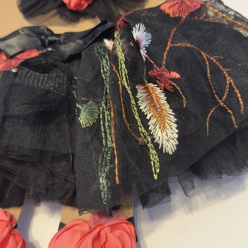 Elly & Emmy Tutu Head‎ Band Tutu Set 0-12M Photo Outfit Brand Black Embroidered
